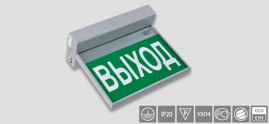 BS-1560-8х1 LED «выход прямо» Световой знак безопасности «ФЛАГ/FLAG»